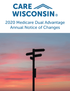 Directional signs silhouetted by a sunset +"2020 Medicare Dual Advantage Annual Notice of Changes"