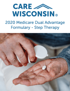 A man pours a pill into his hand from a bottle +"2020 Medicare Dual Advantage Formulary - Step Therapy"