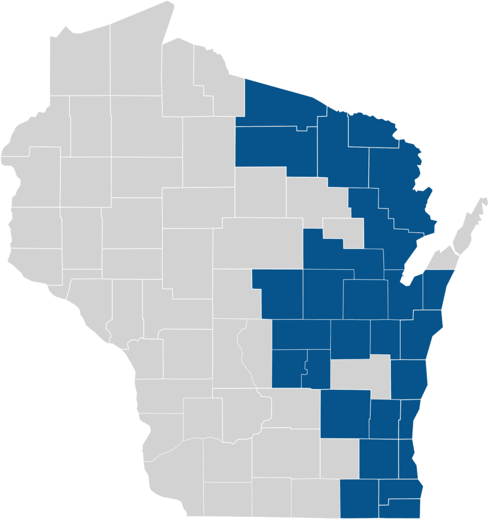 Map of BadgerCare Plus Counties